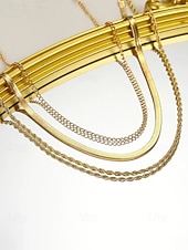 cheap Women's Necklace-Women's Gold Silver Layered Necklace Set, 3 Piece Alloy Chain Necklace Set for Summer Vacation, Casual Daily Wear and Elegant Layering Jewelry