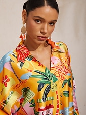 economico Bluse e camicie-Top a maniche a pipistrello in raso setoso, ideale per una fuga estiva
