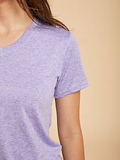  Damen T Shirt Einfarbig Stilvoll Basic Kurzarm V Ausschnitt Normale Oberteile Lässig Sport Wochenende Schwarz Hellgrün Rosa Purpur Grau Sommer Frühling