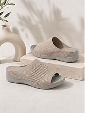 preiswerte Komfortsandalen-Damen-Sandalen mit Mandelfußgewölbestütze – offene Zehenpartie, weite Passform, Strickpantoffeln zum Hineinschlüpfen mit bequemer, gepolsterter Sohle, leichte Laufschuhe für geschwollene Füße,