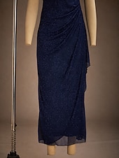 Pentru femei Rochie Maxi Rochie teacă Elegant Culoare solidă Manșon scurt Cu Bretele Bleumarin