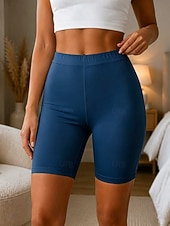 baratos Shorts-Mulheres Calção Leggings Leggings aconchegantes Roupa de rua Casual Comprimento do joelho Cintura Alta Tecido Cintura elástica Respirabilidade Com Stretch Férias Rua Roupa Diária Branco Preto Rosa