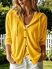 economico Felpe Semplici-Per donna Felpe con cappuccio Elegante Abbigliamento Sportivo Moderno Manica Lunga Con Cappuccio Top lunghi Casuale Streetwear Abbigliamento Quotidiano Bianco Giallo Rosso Verde Beige Estate Primavera