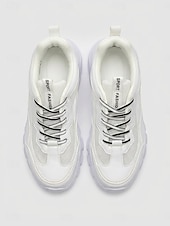 preiswerte Damen-Sneaker-Weiße, klobige Plateau-Sneaker für Damen mit atmungsaktivem Mesh-Obermaterial – leichte, gepolsterte Laufschuhe, bequeme Schnürschuhe im Dad-Stil für Reisen, Shopping, Spaziergänge und