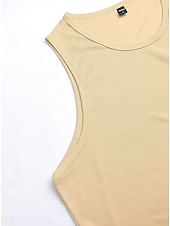 cheap Tank Tops-Men's Tank Sleeveless Round Neck Summer Solid Color Sports Soak Off Quick Dry Plain Casual Activewear Light Khaki Light Green Royal Blue Top Tee for Men