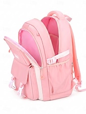 cheap Kids &amp; Teen Backpacks-Girls Backpack Set 2PCS Water-Resistant School Backpack with Pencil Bag, Large Capacity Multi-Pocket Polyester Bookbag, Reflective Safety Strips, Pink Purple Off-White, Ideal for Elementary Middle Sch