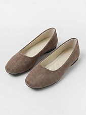abordables Sandalias planas de mujer-Women's Red Classic Ballet Flats – Soft Faux Suede Slip-On Shoes with Cushioned Insole, Lightweight Flexible Sole and All-Day Comfort for Office, Work, Travel and Casual Wear
