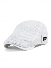 cheap Men's Hats-Men's Breathable Mesh Flat Cap Hat, Adjustable Polyester Summer Hat, Lightweight Casual Classic Travel Headwear, Multi-Color Summer Outdoor Sun Protection Cap