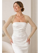 preiswerte Wraps für Hochzeitsgäste-Schals Damenumhang Elegant Rein Sonnenschutz Langarm Tüll Hochzeit Schals Mit Unifarbe Für Party Frühling &amp; Sommer