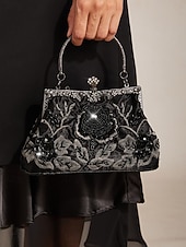 preiswerte Taschen-Women's Clutch Evening Bag Wristlet Shoulder Bags Polyester Party Wedding Party Beading Embroidery Chain Large Capacity Multi Carry Solid Color Flower Black Blue Green