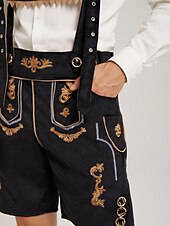  Oktoberfest Lederhosen Set Shirt Tyrolean Hat Above Knee Embroidery Stand Collar Mandarin Collar Bavarian Alpine Heritage Wiesn Men's Carnival Beer Festival Traditional Style Cloth
