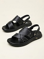 abordables Men-Men's Beach Vacation Open Toe Sandals, Adjustable Strap Casual Summer Shoes, Comfortable Non-Slip Sandals for Resort, Seaside Walking