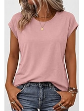 economico T-shirt semplice-Per donna Maglietta Semplice Elegante Manica Corta Manica a pipistrello Girocollo Top lunghi Casuale Quotidiano Uscire Blu Verde acqua Nero Bianco Rosa Estate Primavera