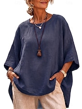  Women's Shirt Blouse Asymmetric Solid Color Plain Elegant Casual Half Sleeve Crew Neck Regular Tops Casual Black White Pink Red Navy Blue Summer Spring