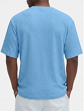 economico T-shirt in maglia a coste-Per uomo Maglietta Maglietta a Maglia a Coste Maniche Corte Girocollo Estate Semplice Testurizzato Striscia di Fossa Moda Designer Essenziale Jacquard Puro Casuale Vacanza Streetwear Blu Nero Verde