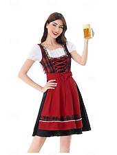 cheap Dirndl Set-Oktoberfest Dirndl Dress Carnival Costume Mini Length Sexy Square Neck German Alpine Heritage Wiesn Women's Carnival Beer Festival Traditional Style Cloth
