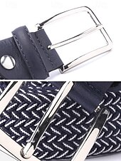 cheap Men's Belts-Men's Elastic Braided Stretch Belt, Woven Polyester Golf Belt, Big &amp; Tall Casual Waist Belt with Flexible Fit, Summer Business Casual Travel Belt, Multiple Colors Extended Sizes