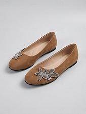cheap Women's Flats-Women's Rose Pink Floral Ballet Flats – Round Toe Slip-On Shoes with Soft Cushioned Insole, Lightweight Flexible Sole and Rhinestone Flower Accent for Travel, Church and Everyday Wear