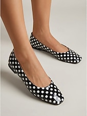 cheap Women's Flats-Women's Daily Flat Heel Square Toe Fashion Faux Leather Loafer Black White