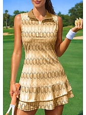 baratos Vestido Feminino-Mulheres Geométrica Vestido esportivo Vestido Polo de Tênis Sem Manga Quarter Zip Elástico Redutor de Suor Respirável Voleibal Tênis Golfe Colarinho Aberto para a Lateral Vestidos Rosa claro Vermelho