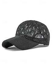 baratos Chapéus Femininos-Boné de beisebol feminino de crochê, chapéu de verão respirável em malha de poliéster, boné de renda ajustável, chapéu leve com proteção solar para viagens, caminhadas, jardinagem e uso casual ao ar