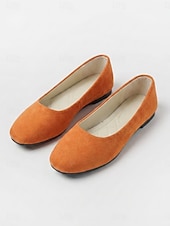 abordables Sandalias planas de mujer-Women's Red Classic Ballet Flats – Soft Faux Suede Slip-On Shoes with Cushioned Insole, Lightweight Flexible Sole and All-Day Comfort for Office, Work, Travel and Casual Wear