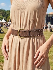 voordelige Dames riem-Damesriem van gevlochten imitatieleer met verstelbare tailleband in bruin en koffiebruin, een zomeraccessoire voor jurken, broeken met hoge taille, casual, vakantie-, reis- en dagelijkse kleding.
