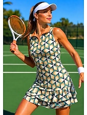 halpa Naisten mekko-Naisten Geometrinen Tennismekko Urheilumekko Tennispoolomekko Hihaton Neljänneksen postinumero Elastinen Hikeä siirtävä Hengittävä Lentopallo Tennis Golf Kaulus Sänkyjen avaus Hameet Pinkki Tumma