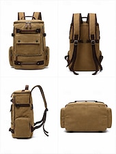 billiga Utomhusryggsäckar-Männens Vintage Canvas Laptopryggsäck Stor Kapacitet Multi Pocket Reseryggsäck för Arbete Högskola Vandringshelger