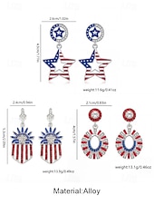 tanie Akcesoria-patriotyczne kolczyki pamiątkowe damskie, stop 4 lipca &amp;Kolczyki wiszące America 250, wielokolorowe, czerwono-biało-niebieskie, efektowne, na paradę, przyjęcie