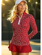 ieftine Cămașă pentru femei-Pentru femei Punct Tops Tricou sport Cămașă de tenis Top de tenis Manșon Lung Fermoar Floral UPF50+ Rezistent la UV Înaltă Elasticitate Confortabil la umezeală Respirabil Volei Tenis Golf Gât Înalt