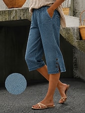 cheap Jeans-Women's Jeans Denim Vacation Basic Short High Waist Solid Color Comfort High Elasticity Vacation Daily Wear Black Dark Navy Sky Blue Summer Spring Regular Fit