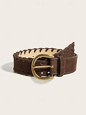 voordelige Dames riem-Damesriem van gevlochten imitatieleer met verstelbare tailleband in bruin en koffiebruin, een zomeraccessoire voor jurken, broeken met hoge taille, casual, vakantie-, reis- en dagelijkse kleding.
