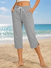 preiswerte Sportliche Shorts-Damen Caprihose Lässig Wadenlang Natürliche Taille Einfach Komfort Hohe Elastizität Urlaub Blau Violett Dunkelblau Pfauenblau Sommer Frühling Normale Passform