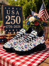  Scarpe da ginnastica slip-on da uomo con stampa patriottica e bandiera americana, leggere e traspiranti, perfette per il 4 luglio, il 250° anniversario degli Stati Uniti e le feste all'aperto.
