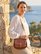 preiswerte Umhängetaschen-Retro-Umhängetasche aus braunem Kunstleder für Damen im Boho-Vintage-Stil mit verstellbarem Riemen – ideal für Freizeit, Reisen und Sommer.