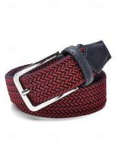 cheap Men's Belts-Men's Elastic Braided Stretch Belt, Woven Polyester Golf Belt, Big &amp; Tall Casual Waist Belt with Flexible Fit, Summer Business Casual Travel Belt, Multiple Colors Extended Sizes