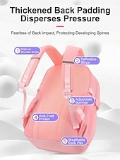 cheap Kids &amp; Teen Backpacks-Girls Backpack Set 2PCS Water-Resistant School Backpack with Pencil Bag, Large Capacity Multi-Pocket Polyester Bookbag, Reflective Safety Strips, Pink Purple Off-White, Ideal for Elementary Middle Sch
