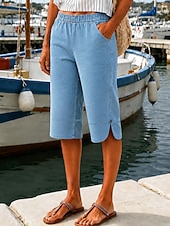  Women's Jeans Denim Shorts Burmuda Shorts Fashion Calf-Length High Waist Classic Comfort Stretchy Vacation Formal Navy Blue Light Blue Gray Summer Spring Regular Fit