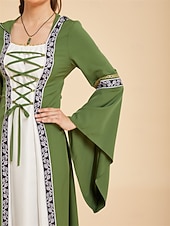 preiswerte Kleid-Mittelalterlich Renaissance Kleid Ausgefallene Kostüme Hexe Wikinger Kostüm Damen Keltisch Fantasie Halloween Karneval Leistung LARP Renaissance-Messe Erwachsene Kleid