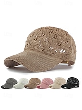 baratos Chapéus Femininos-Boné de beisebol feminino de crochê, chapéu de verão respirável em malha de poliéster, boné de renda ajustável, chapéu leve com proteção solar para viagens, caminhadas, jardinagem e uso casual ao ar