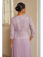 abordables Édition soignée-Femmes Ligne A Ensembles de robes 2 pièces avec veste Robe de Cocktail Robe d'invité de mariage Longueur thé Col Rond Sans manches Manche 3/4 Élégant Quotidien Semi-Formel avec Chiffon Maille florale