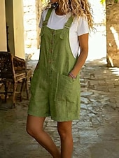  Damen Overall Vintage Kurz Hohe Taille Einfach Tasche Knopf Komfort Unelastisch Urlaub Formell Army Green Shorts Pink kurz Schwarzer Kurzstil Roter kurzer Stil Sommer Frühling Lässiger Schnitt