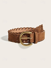 voordelige Dames riem-Damesriem van gevlochten imitatieleer met verstelbare tailleband in bruin en koffiebruin, een zomeraccessoire voor jurken, broeken met hoge taille, casual, vakantie-, reis- en dagelijkse kleding.