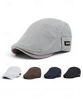 cheap Men's Hats-Men's Breathable Mesh Flat Cap Hat, Adjustable Polyester Summer Hat, Lightweight Casual Classic Travel Headwear, Multi-Color Summer Outdoor Sun Protection Cap