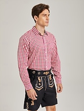 cheap Lederhosen Set-Oktoberfest Lederhosen Set Shirt Tyrolean Hat Knee Length Embroidered German Alpine Heritage Wiesn Men's Carnival Party Beer Festival Traditional Style Cloth