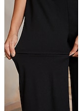 cheap Polished Edit-Women's Straight Pants Ankle Length Mid Waist Elegant Casual Daily Mother Of The Bride with Stretch Fabric Stretchy Pocket Black