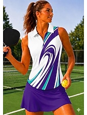 abordables Camisa de Mujer-Mujer Geométrico Tops Camisa deportiva Camisas de polo Camiseta de tenis Sin Mangas Cremallera Floral UPF50+ Resistente a los rayos UV Alta elasticidad Dispersor de humedad Transpirable Voleibol