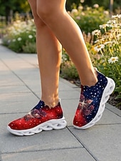 ieftine Pantofi de damă-Pantofi sport patriotici roșii-albastri pentru femei – roz &amp;Adidași cu pernă de aer imprimați cu fluturi pentru Ziua Independenței, sărbătorile de 4 iulie, călătorii, plimbări zilnice și ținute casual