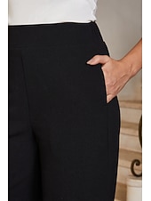 cheap Polished Edit-Women's Straight Pants Ankle Length Mid Waist Elegant Casual Daily Mother Of The Bride with Stretch Fabric Stretchy Pocket Black